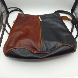 Two-Tone Leather Shoulder Bag Made In Italy